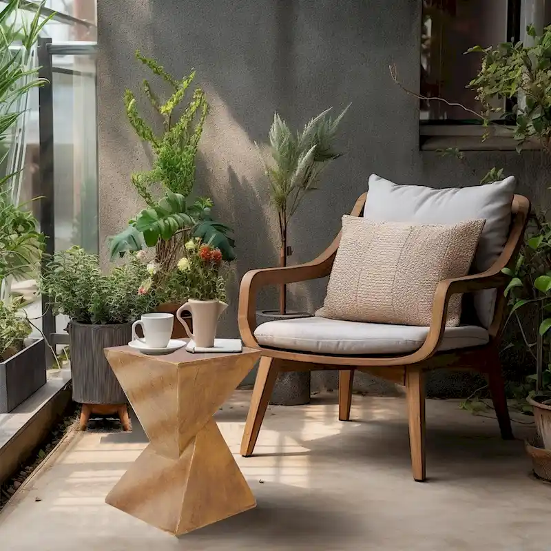 Modern Lightweight Concrete Side Table Accent Table Garden Patio - 12x12x18