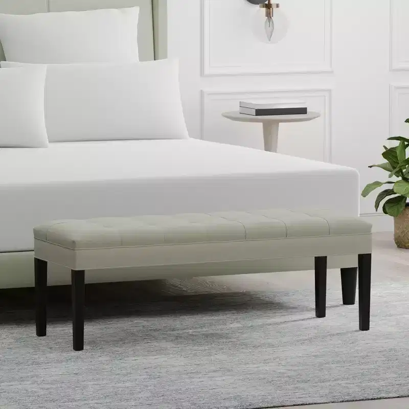 Glenwillow Home 46.5 Upholstered Bench with Wood Legs