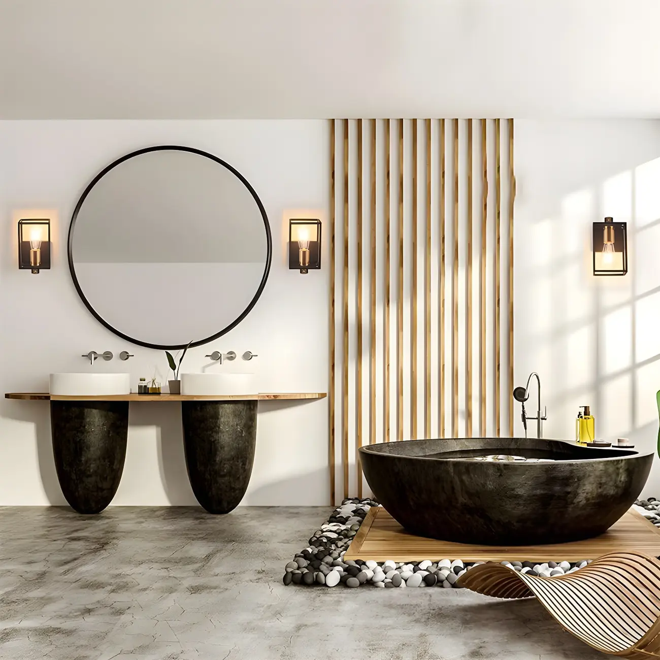 3-Light Linear Cube Black Iron Caged Vanity Light