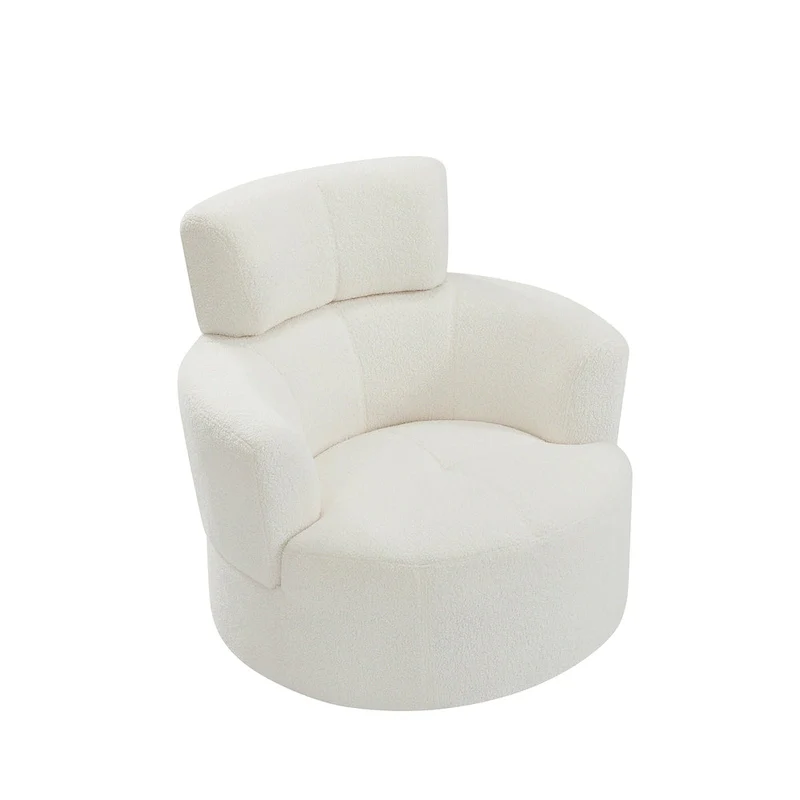 Polyester Barrel Swivel Chair with 360 Rotation, and Adjustable Headrest & Berber Fleece Upholstery - 320lb Capacity
