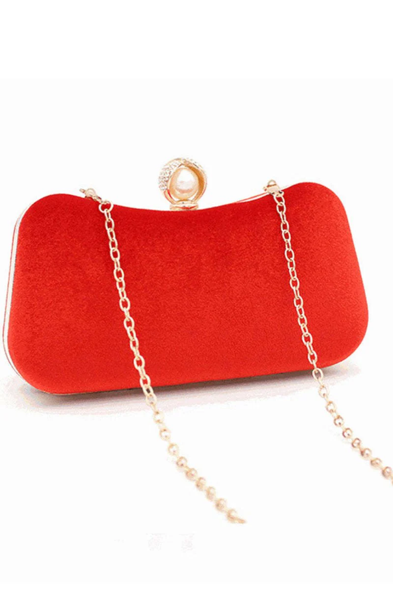 Eye-Catching Imitation Velvet Chain Clutch Bag