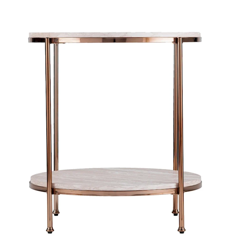 Round Faux Marble Side Table