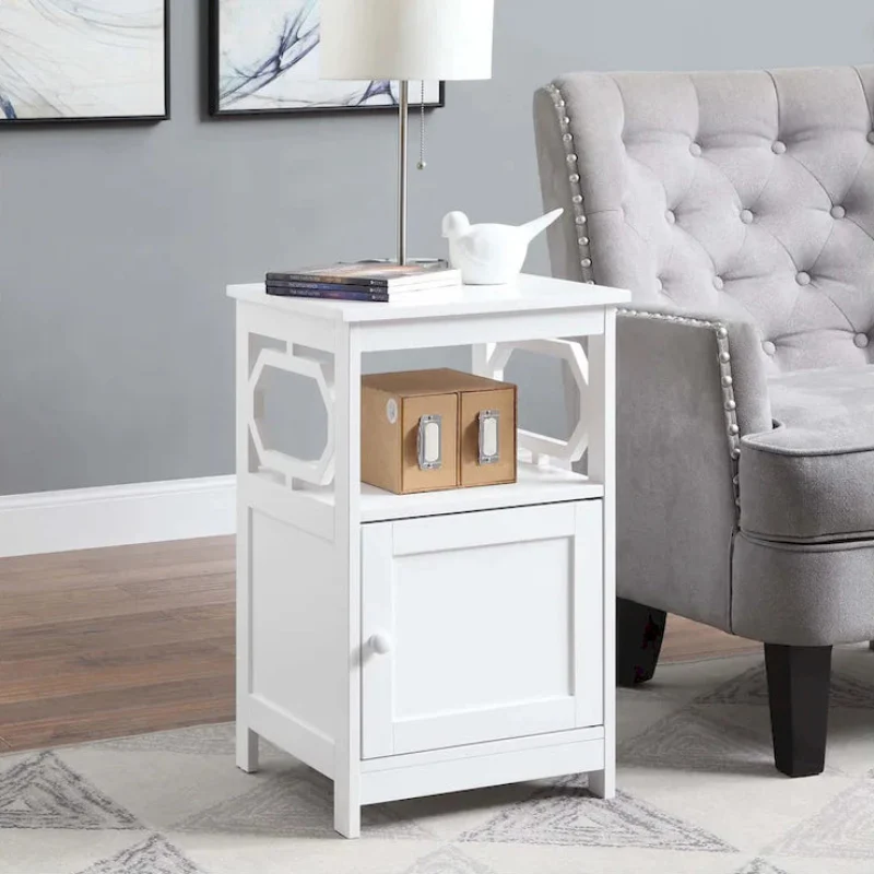 End Table with Storage Cabinet and Shelf