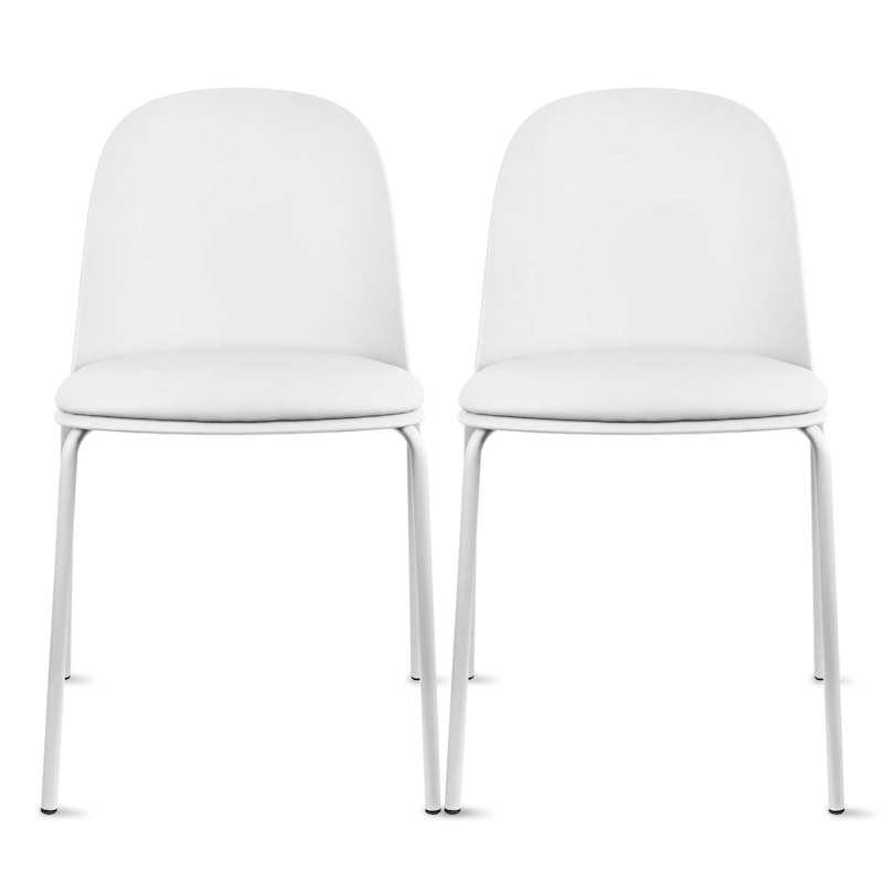 Set of 2 Plastic Eiffel Molded Shell Retro Dining Chairs Accent For Living Room Kitchen Chrome Desk Designer Office