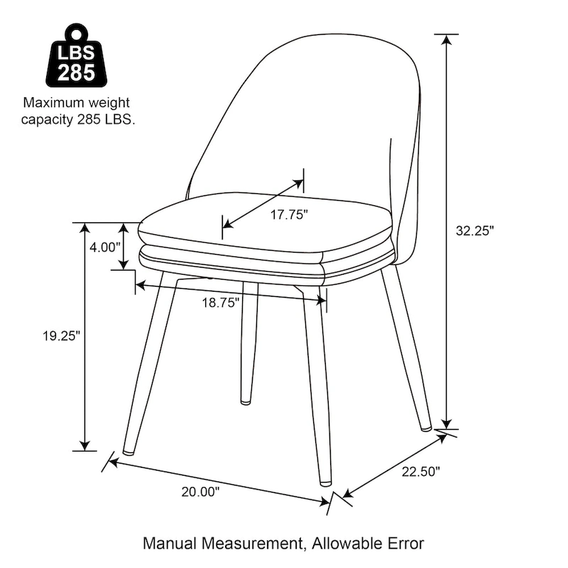 Glitzhome Set of 4 Mid-Century Leatherette Stitched Dining Accent Armchairs