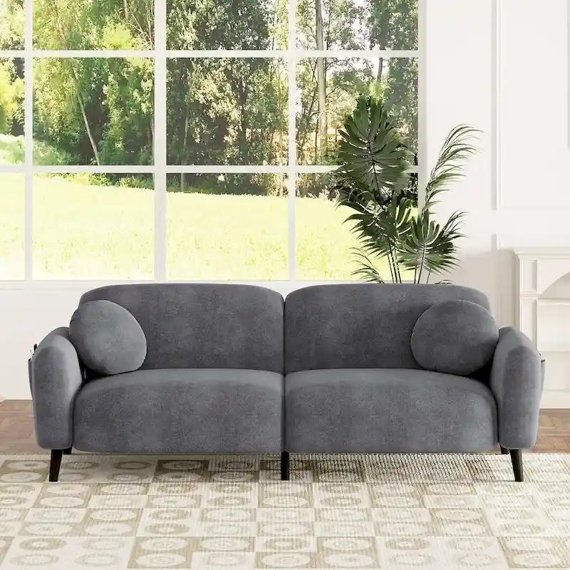 Modern Upholstered Sofa with Metal Base, Luxury Loveseat Sofa for Living Room, Reception
