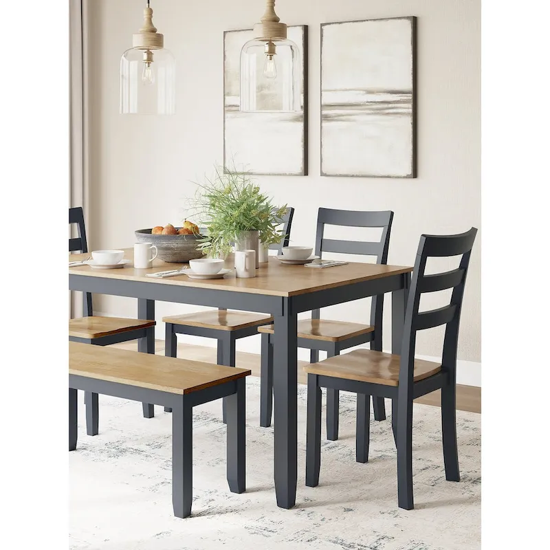 Signature Design by Ashley Gesthaven Dining Table with 4 Chairs and Bench (Set of 6)