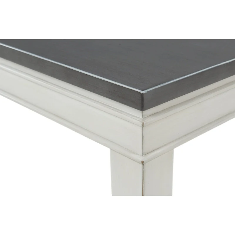 Extendable Dining Table - Antique White & Grey - Seats 6