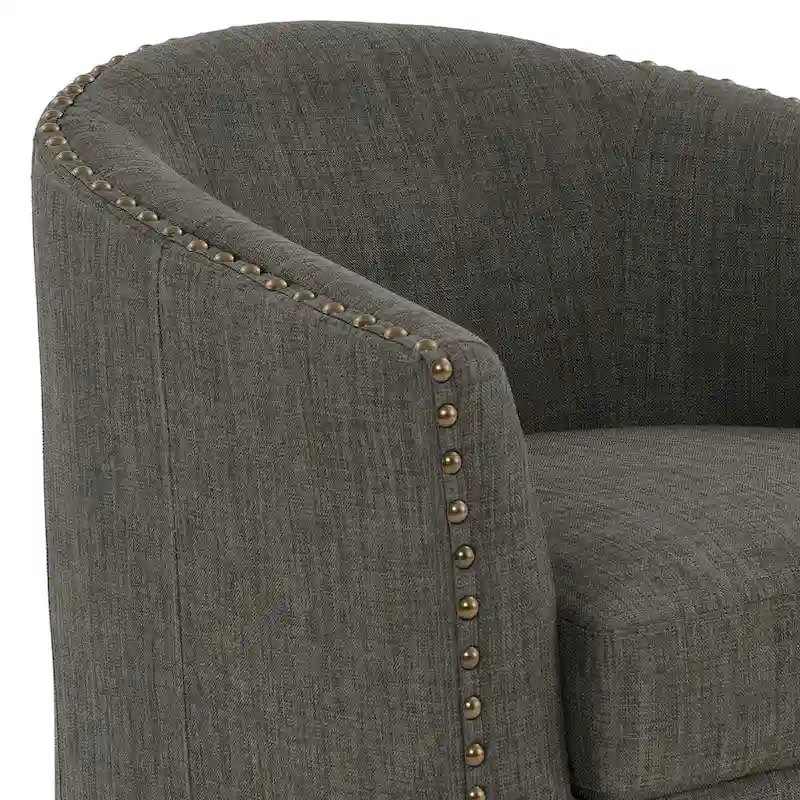 Upholstered Swivel Accent Chairs with Nailhead Trim, Set of 2
