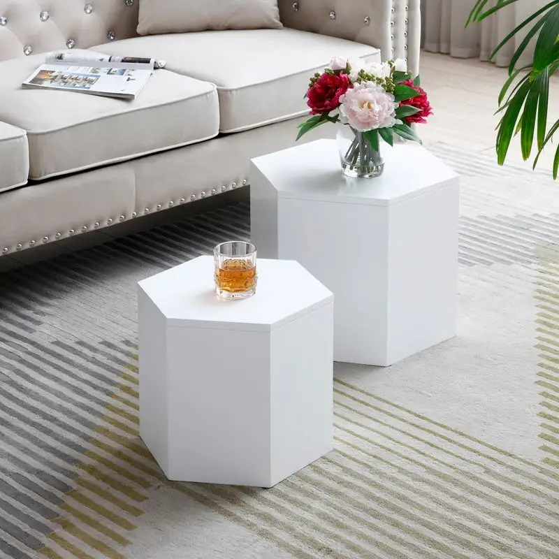 Nesting Side Table Set of 2 – MDF with Wood Veneer Finish
