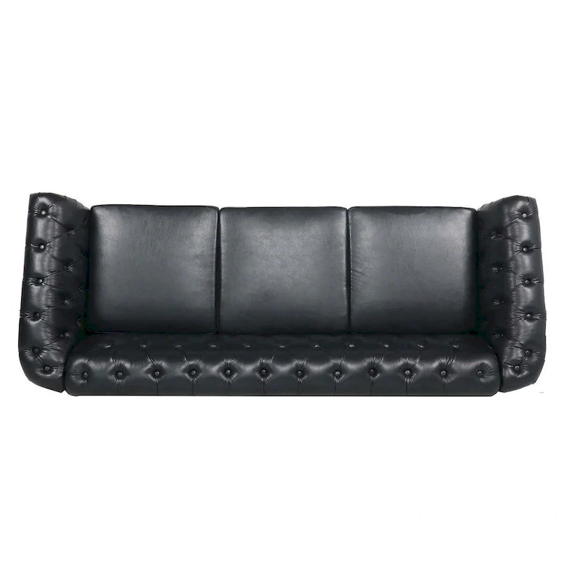 84.65 Chesterfield Tufted Faux Leather Sofa with Rolled Arms