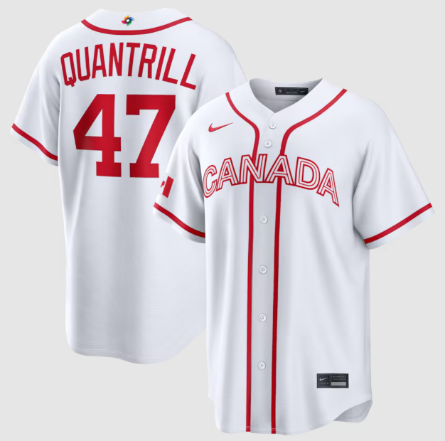 Canada Baseball Cal Quantrill White 2026 World Baseball Classic Home Stadium Jersey