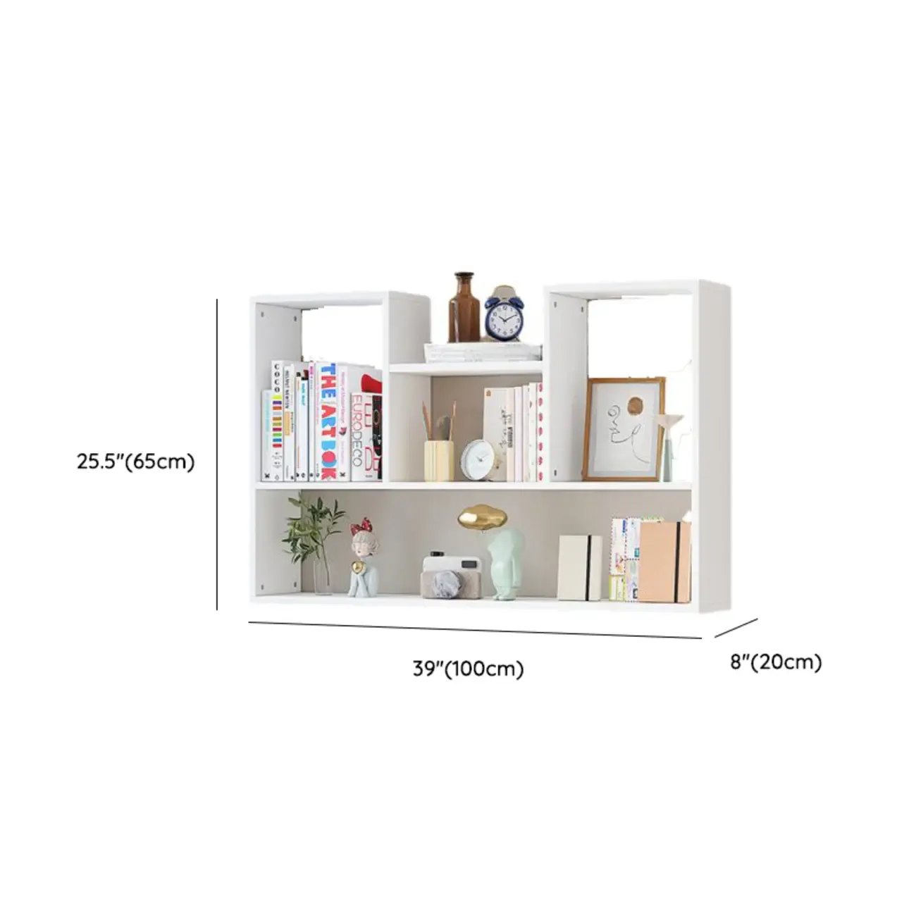 Modern Wooden 3-Tier Open Back Wall-Mounted Bookcase