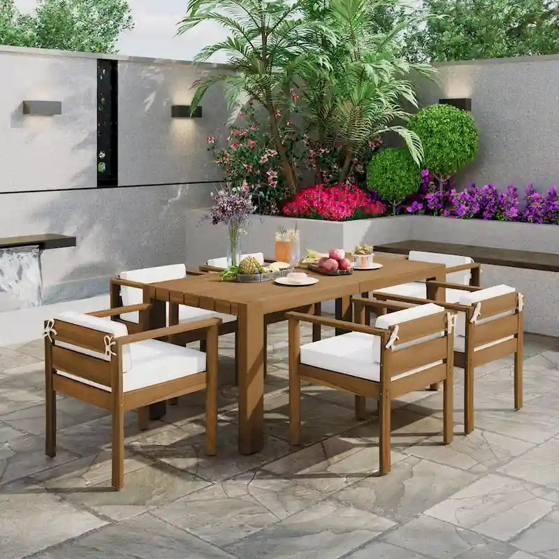 7-Piece Patio Dining Table Set for 6, Outdoor Furniture Sets with 72.8