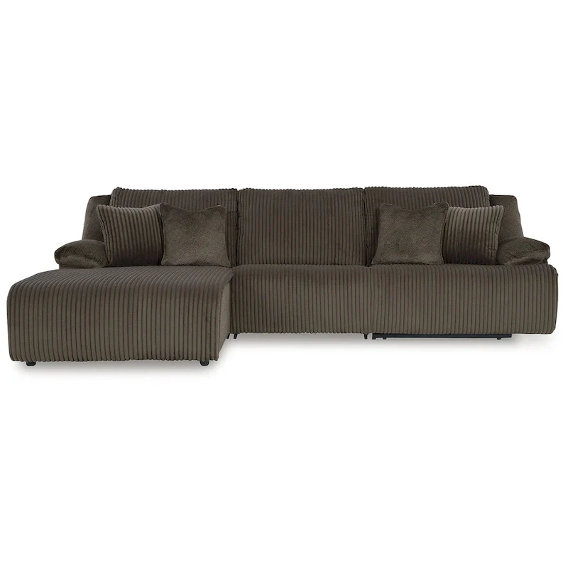 3-Piece Reclining Sectional with Chaise - 128W x 74D x 41H
