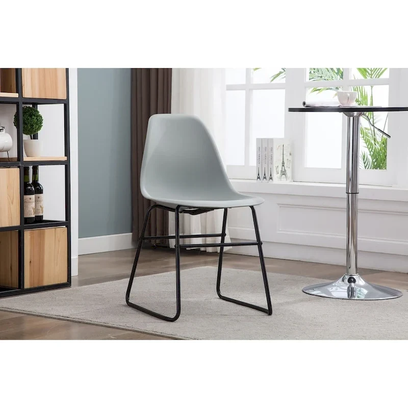 Modern Armless Dining Chairs w/ Iron Legs (Set of 2)