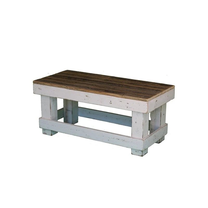 White & Blue Distressed Reclaimed Wood Coffee Table for 1