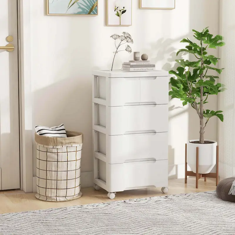 1 PCS 5-Drawer Plastic Rolling Storage Cart with 4 Universal