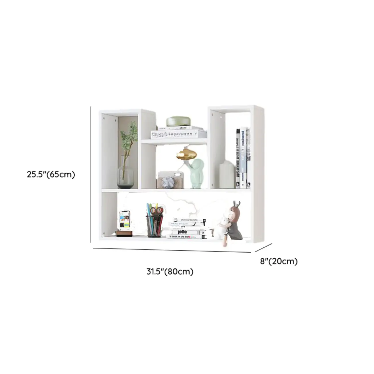 Modern Wooden 3-Tier Open Back Wall-Mounted Bookcase