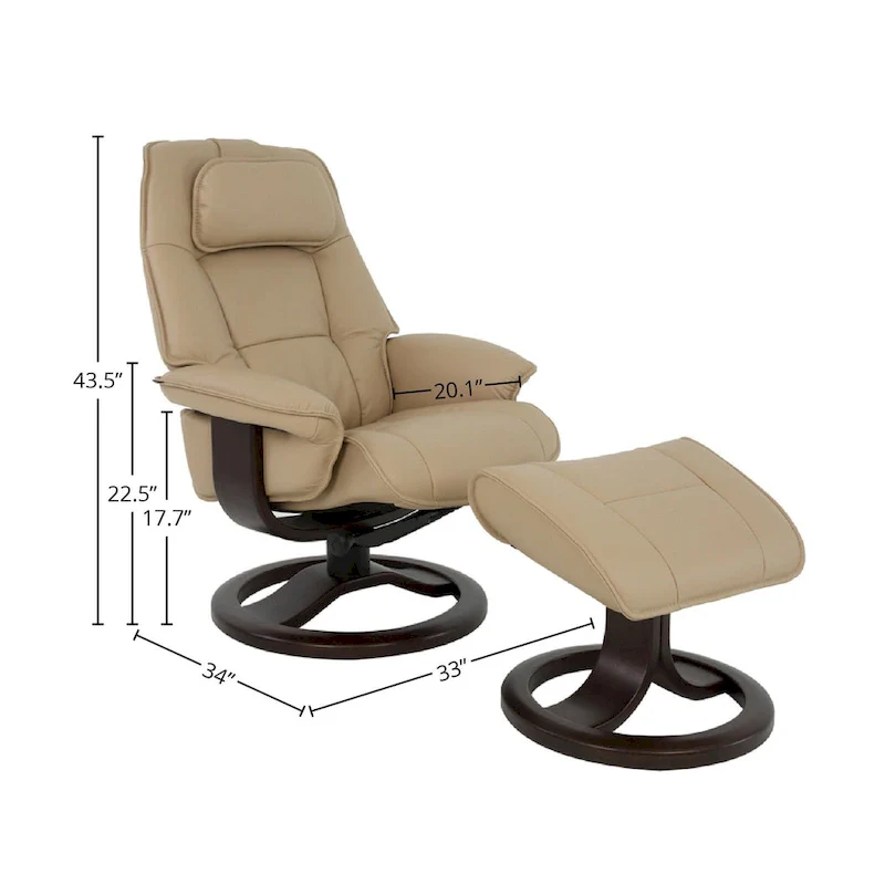 Admiral R Leather Recliner and Ottoman