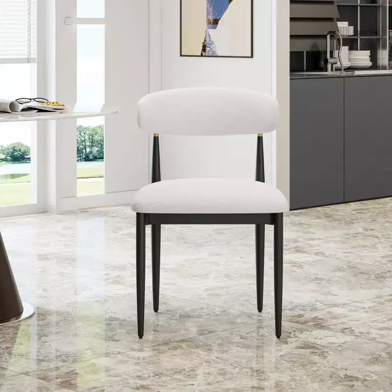 GDFStudio Oscar Modern Chenille Upholstered Dining Chair with Curved Backrest (Set of 2)