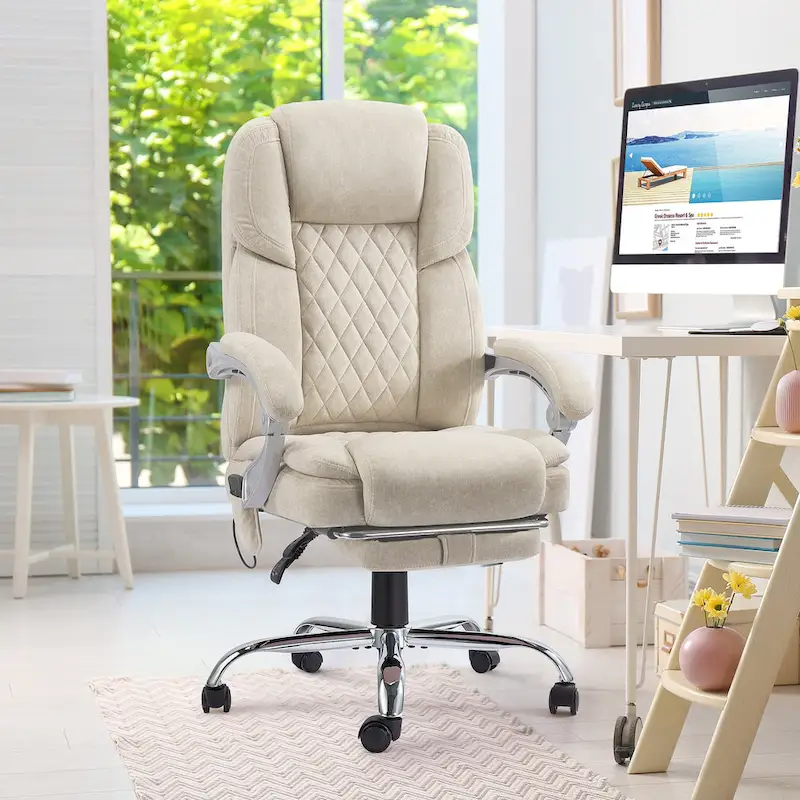 Heated Massage Office Chair with Footrest, Ergonomic Reclining Desk Chair with Lumbar Support and Adjustable Height.