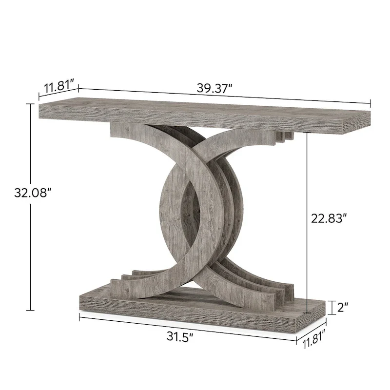 Console Table, Entryway Table with Geometric Legs, Sofa Table - 11.81  D x 39.37  W x 31.49  H