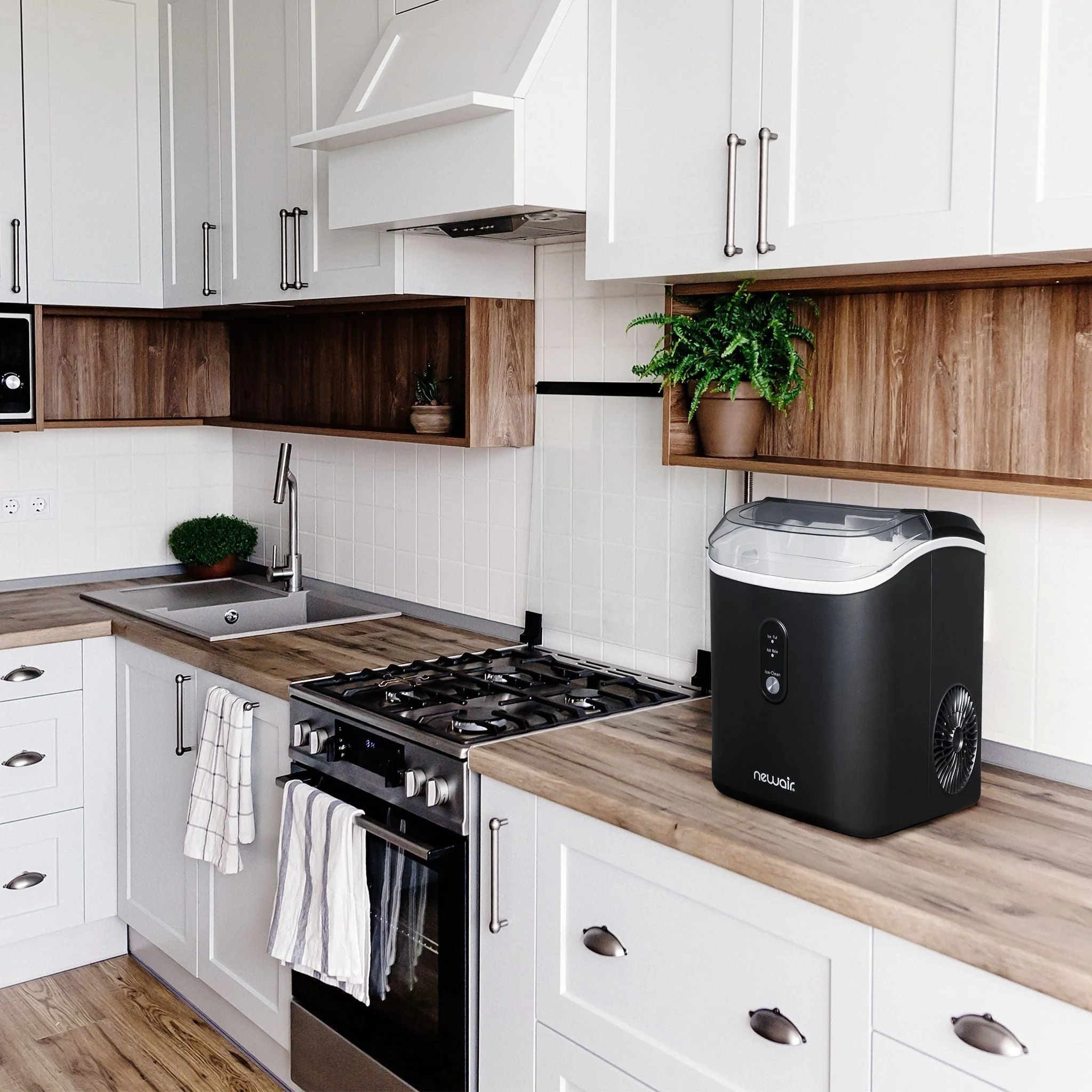 Newair 26 lbs. Countertop Nugget Ice Maker in Matte Black, Ice Viewing Window, Self-Cleaning Button, Easy-Pour Waterspout