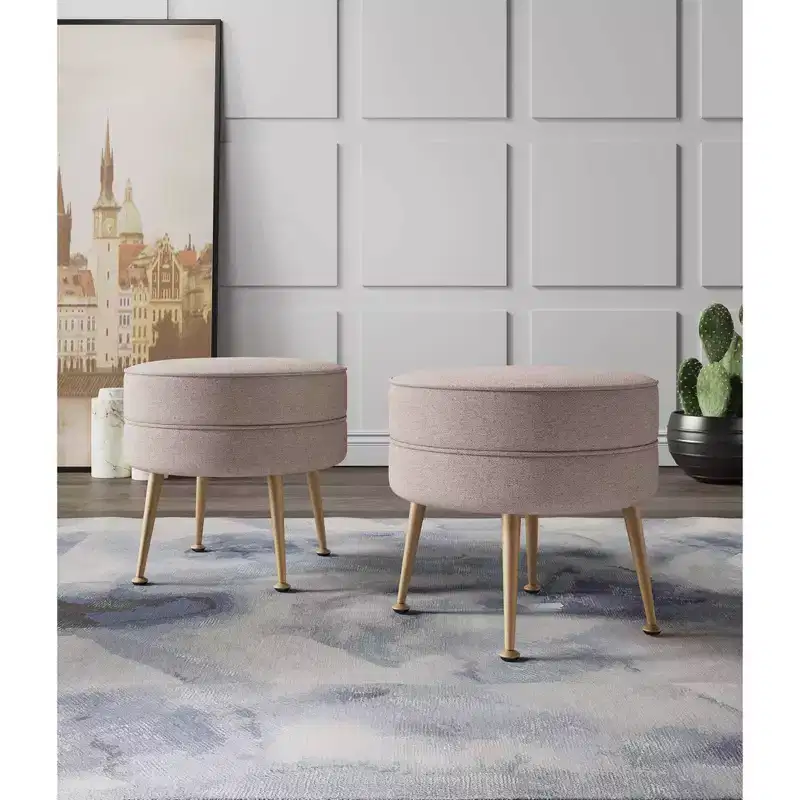 Manhattan Comfort Set of 2 Bailey Woven Polyester Blend Upholstered Ottoman
