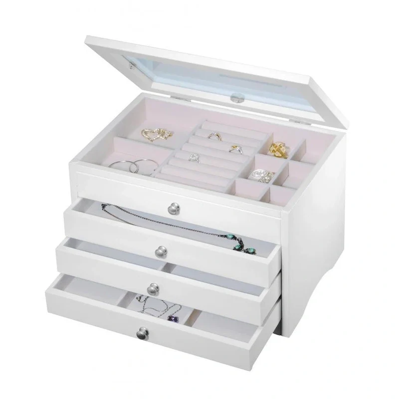 3-Drawer White Jewelry Box