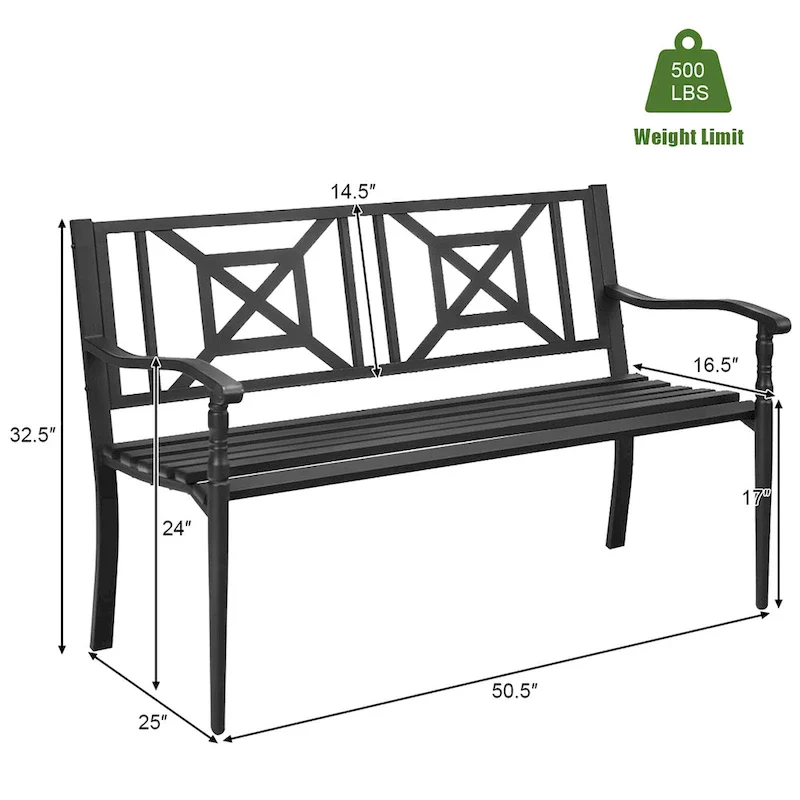 Patio Garden Bench Elegant Loveseat Park Yard Furniture