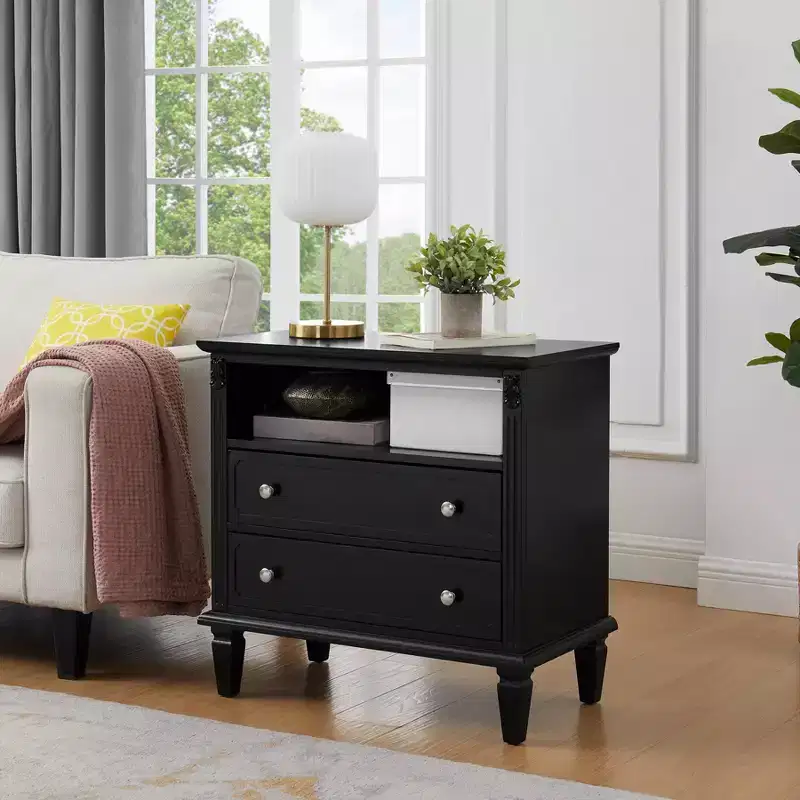 Modern End Table with Charging Station, Wooden Nightstand with Storage, Small Coffee Table, Sofa Side Table for Living Room Bedroom