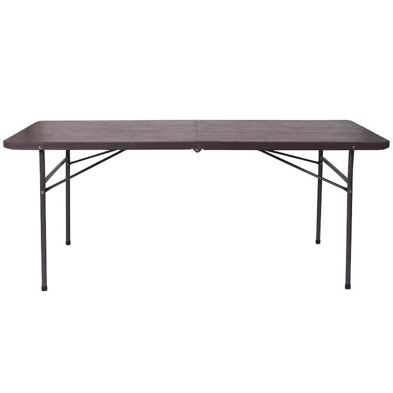 30W x 72L Bi-Fold Plastic Banquet and Event Folding Table with Carrying Handle - 72D x 30W x 29H