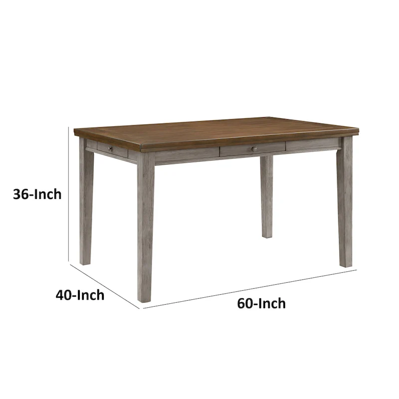 Counter Height Dining Table with 4 Drawers - Seats 6 (Cherry Brown & Gray)