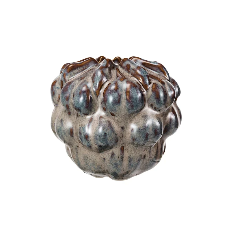 Decorative Stoneware Formed Vase with Reactive Glaze