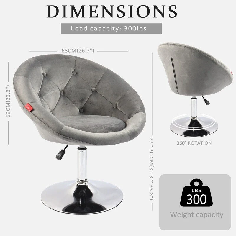 VANITII Accent Chair Swivel Vanity Chair Office Desk Chair Modern Height Adjustable Pink/Grey/White