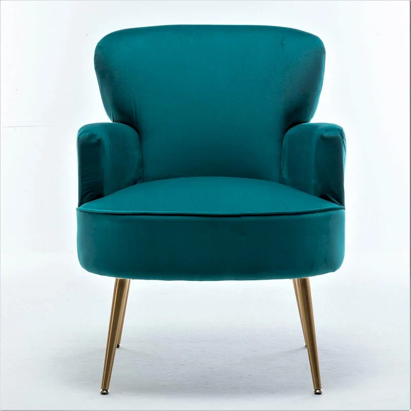 Velvet Accent Chair with Gold Metal Legs