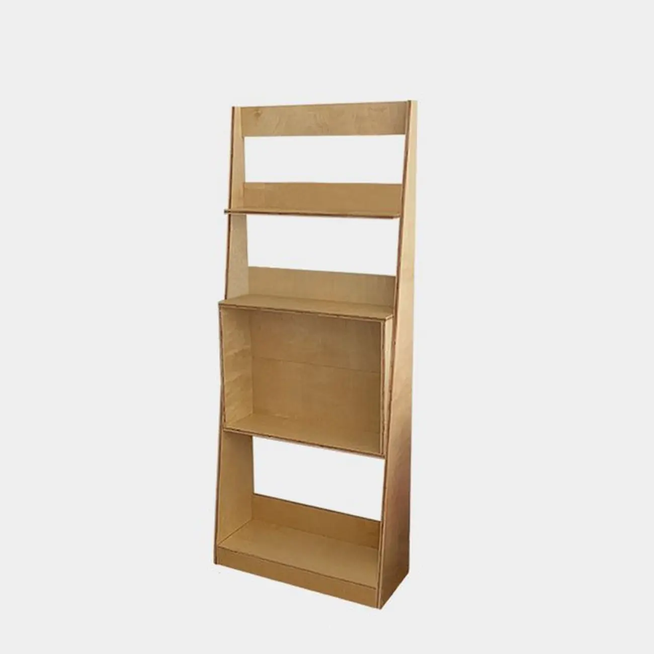 Elegant Vertical Wood Open Back Display Ladder Bookcase
