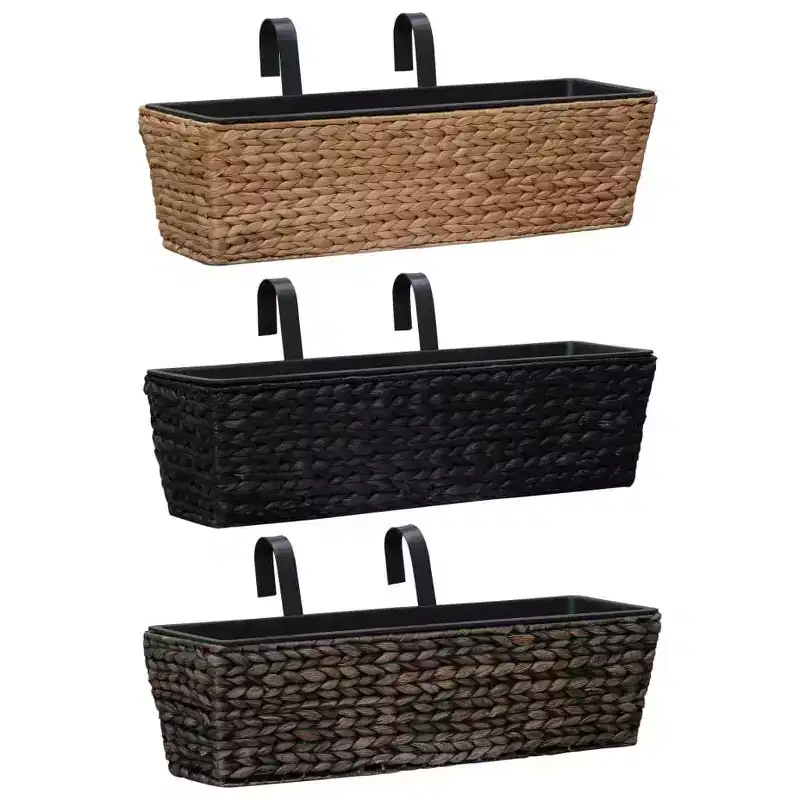 vidaXL Railing Planters Balcony Deck Planters with Inner 2 pcs Water Hyacinth