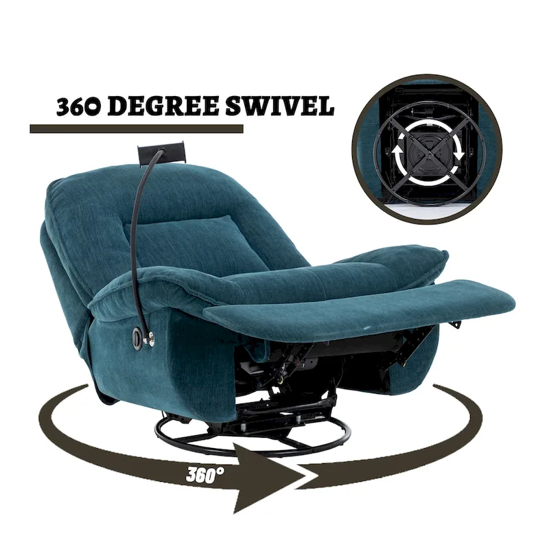 Adjustable Swivel Chenille Recliner with Phone Holder