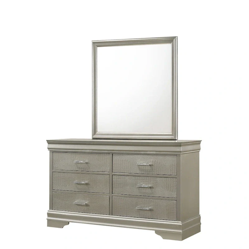 Sigurd 4 Piece Silver Faux Leather Upholstered Tufted Panel Bedroom Set