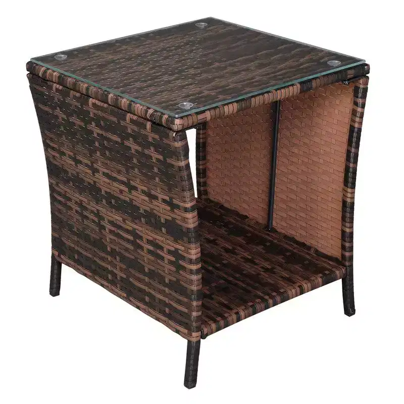 Karl Home | Brown Wicker Outdoor Side Table