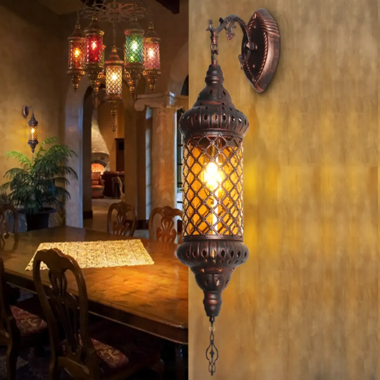 Mid-Century Vintage Metal and Glass Rust Wall Sconce