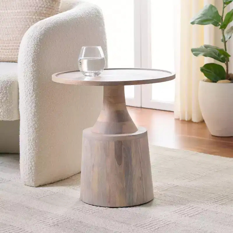 Javier Round Accent Table - ACC3257 - White Washed - Safavieh