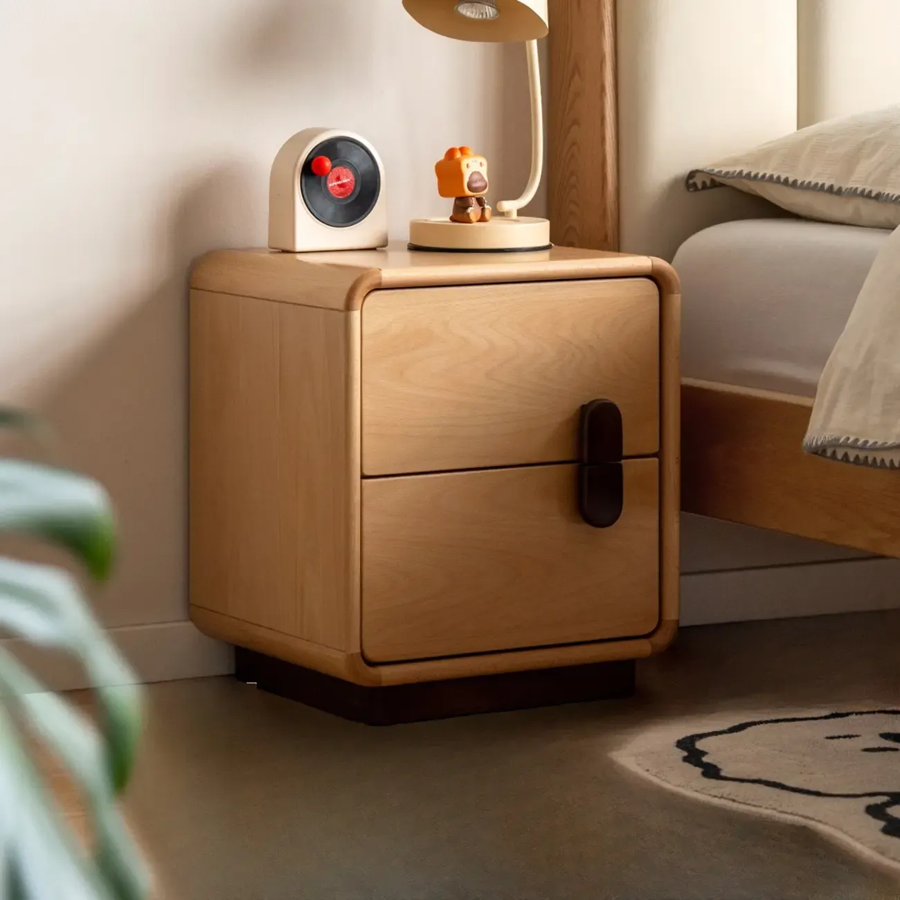 Cubic Modern 2-Drawer Wood Small Nightstand