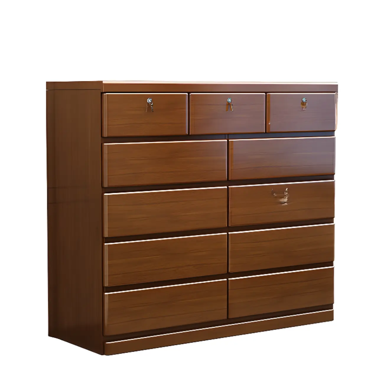 Classic Rubberwood Double Dresser with 9-Drawers