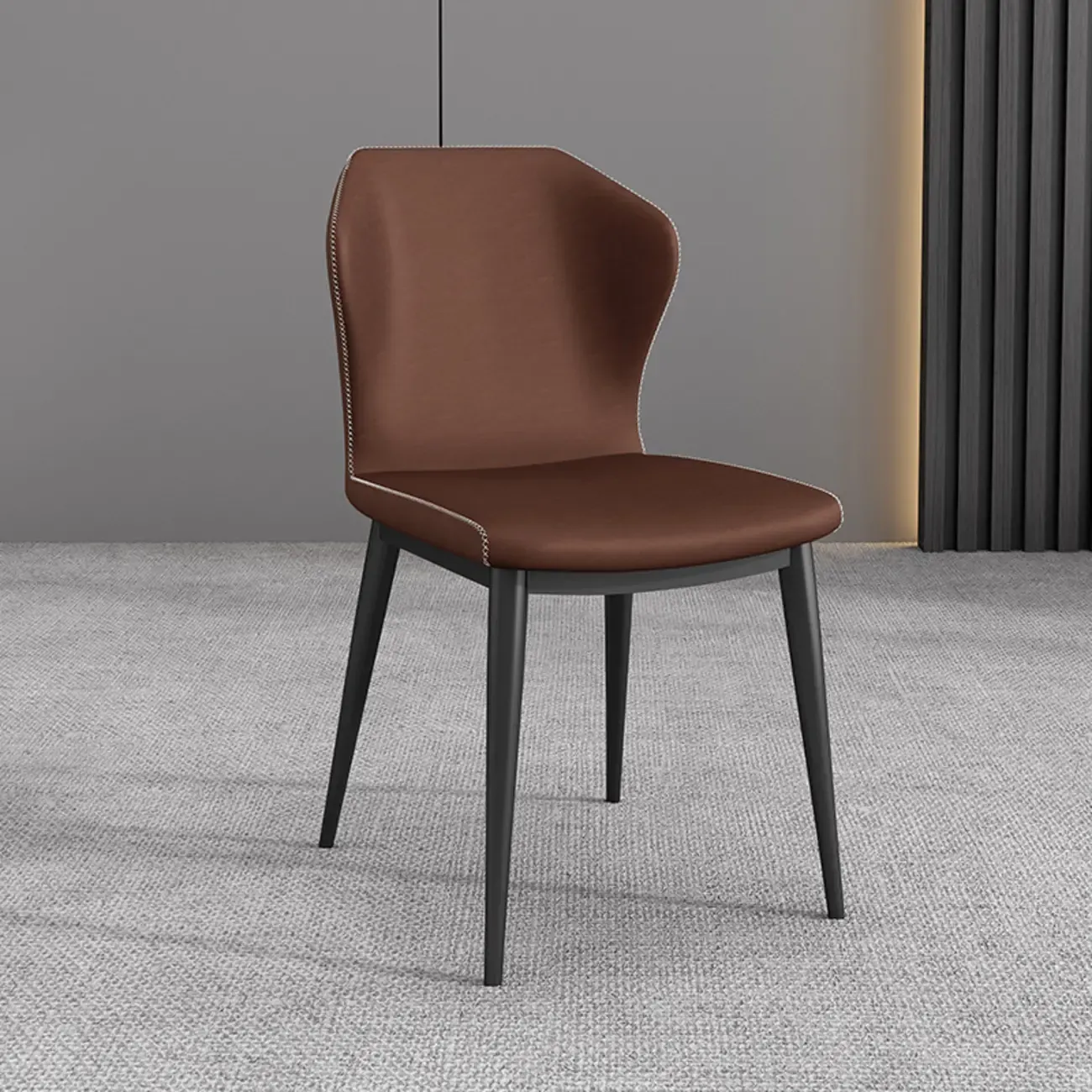 Modern Faux Leather Dining Chair with Wing Back Steel Legs