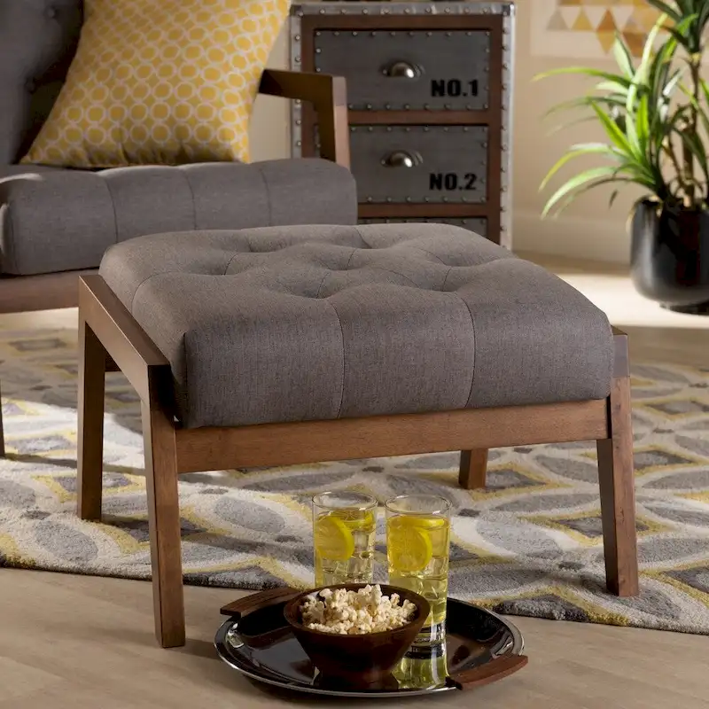 Baktsjaur Mid-century Modern Upholstered Footstool