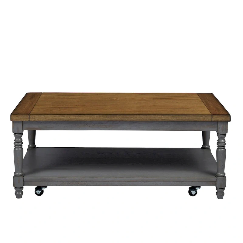 Oak & Grey 3-Piece Table Set (Cocktail + 2 End Tables) – Seats Up to 4