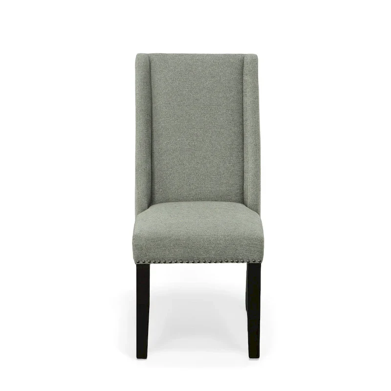 Beige Upholstered Wingback Dining Chairs - Set of 2